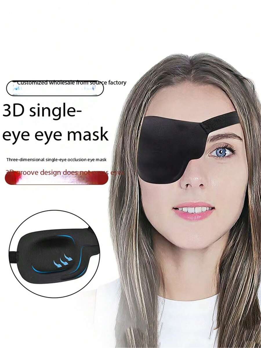One-Eye Full Coverage Eye Patch For All Seasons, Weak Vision And Strabismus Training Single Eye Occlusion Patch, Solid Color Party ABS Plastic (ABS Resin),Halloween - Black - View 1