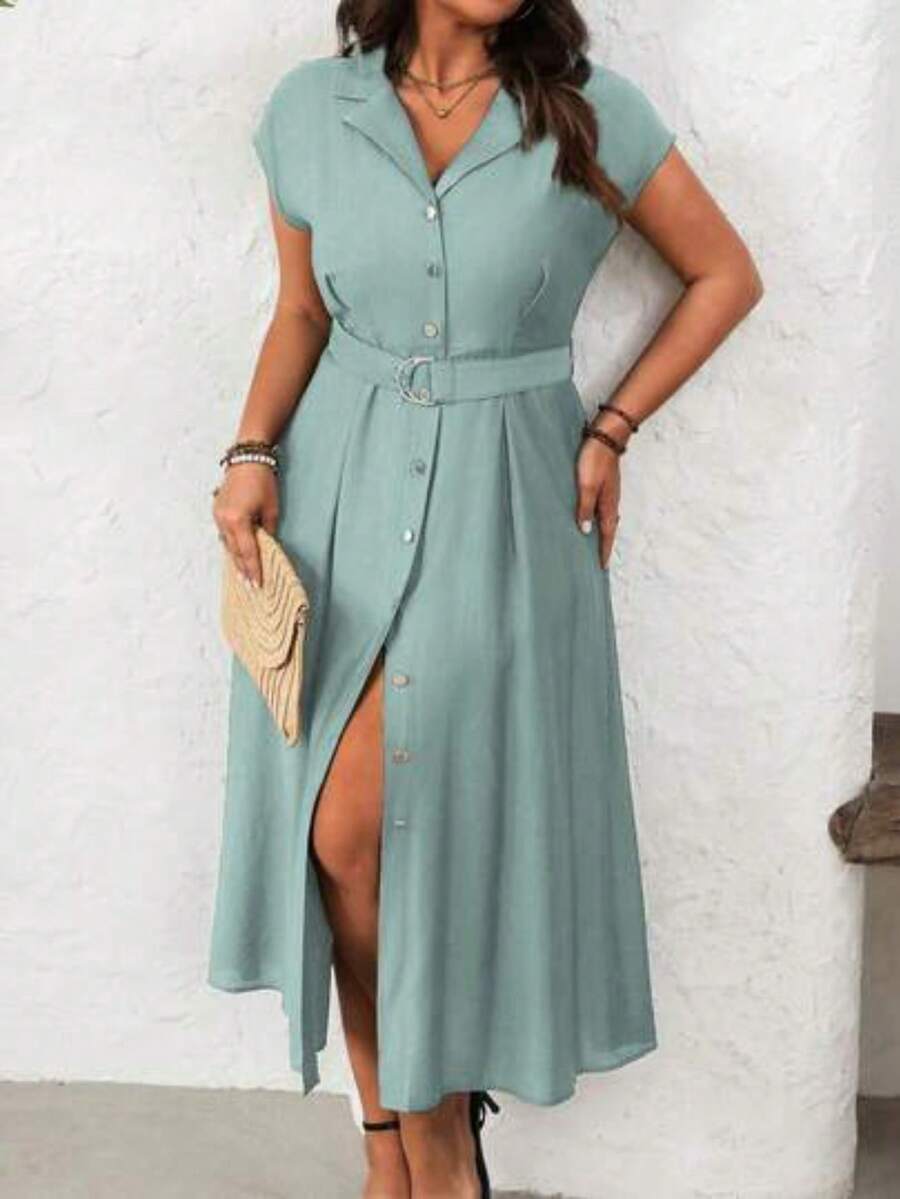 Women Midi Dresses - Mint Blue - View 1