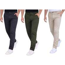 Holstone Pack 3 Pantalones Estilo Chino de Gabardina Premium Hombre - Uso Casual y Oficina Moda Caballero - Pantalón de Algodón. - Negro - Verde Olivo - Gris Oxford - Ver 20