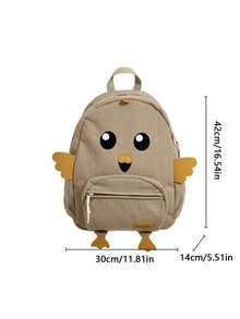 2025 New High Cost-Performance Student Backpack, Minimalist Large Capacity Corduroy Duck Pattern Middle School Schoolbag - Khaki - View 6