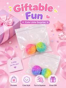 Schylling Juguete Sensorial Squishy Fidget, Juguete de Apretar de Bollo de Gelatina de Cristal Transparente con Degradado Arcoíris, Decoración Calmante de Bolsillo Mini para TDAH & Autismo, Juguete Suave para Alivio del Estrés & Ansiedad, Relleno de Calcetín & Regalo de Fiesta de Aula para Niños, Adolescentes, Niñas & Niños - Multicolor - Ver 5