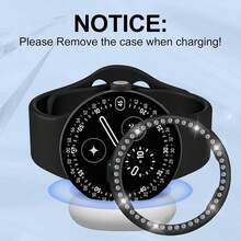 2 Packs Bling Diamond Case For Watch 4 Screen Protector 41mm/45 Mm Women,Glitter Rhinestone Full Protection Hard PC Cover Bumper For Watch 4 41mm/45 Mm Case Accessories - Transparent/Black - View 4