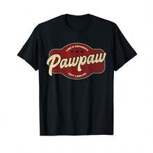 Camiseta unisex de manga corta, Vintage Pawpaw Like a Grandpa but Cooler - Camiseta de Pawpaw, y2k, ropa deportiva, , fuera del campus, gimnasio, verano, blusas casuales, - Negro - Ver 1