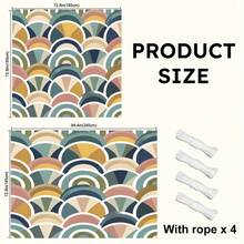 1pc Morandi Ripple Pattern Sunshade Canopy, Modern Style, Colorful, Large Size, UV Protection, Sturdy & Durable, Easy Installation, Suitable For Beach, Garden, Patio, Includes Rope - Multicolor - View 2