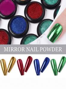 4 Colors Metallic Nail Powder Set Y2K Mirror Gold Silver Decorative Matte Glitter Nail Art Accessories - Multicolor - View 4