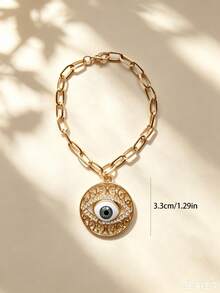 1pc Alloy Hollow Rhinestone Devil Eye Car Gear Shift Decoration, Car Interior Hanging Ornament, Car Interior Decorative Accessory - A - View 7