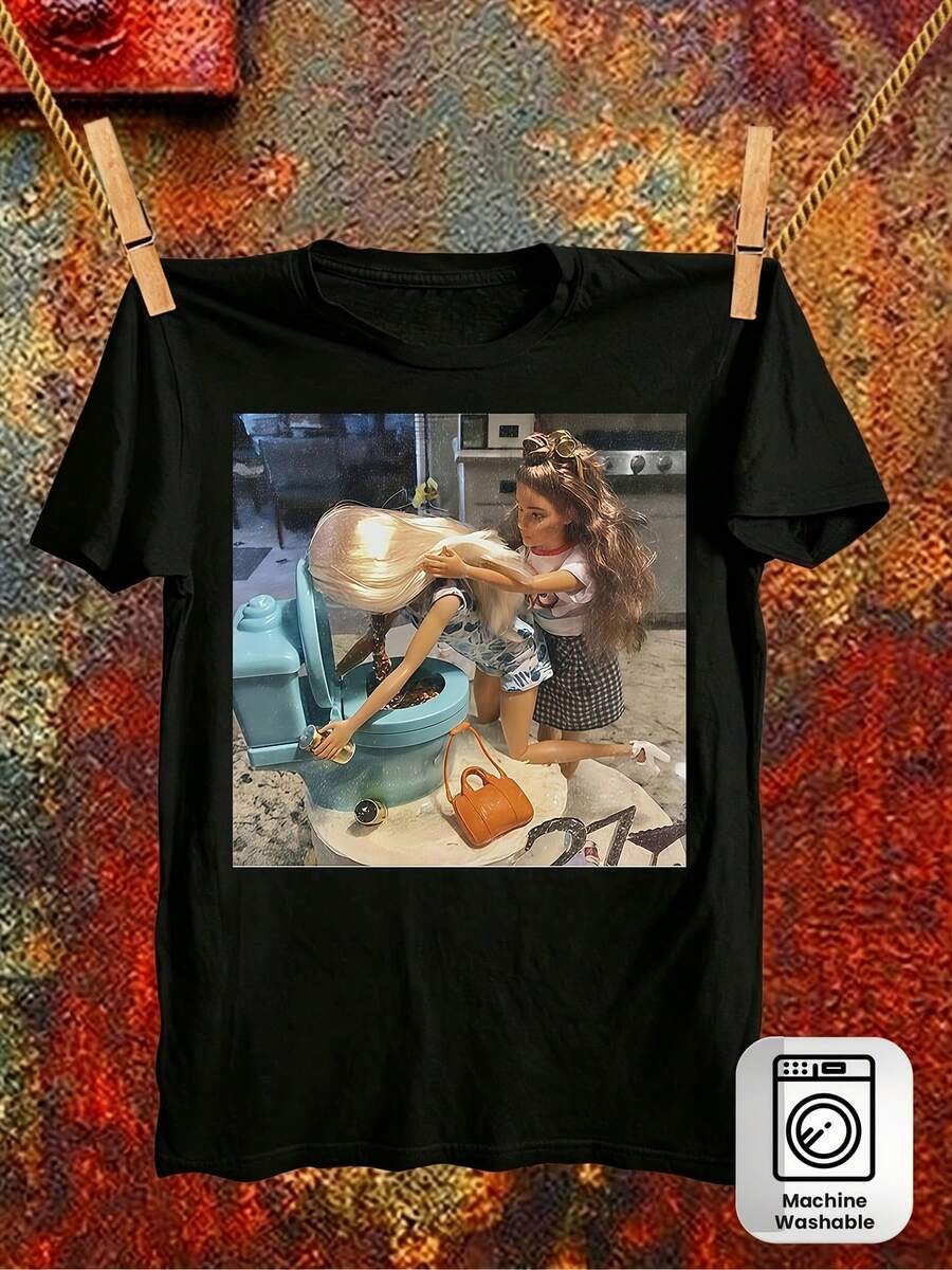 T-shirt unisexe 100% coton pour hommes et femmes, motif drôle et amusant, doux, essentiel pour le streetwear décontracté en toute saison, style polyvalent pour toutes les saisons, abordable pour un usage quotidien et cadeau parfait pour les fans et les amis. - Noir - Voir 1