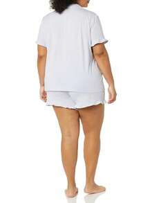 Essentials Mujer Conjunto de Pijama de algodón Modal con Cuello de Muesca (Disponible en Tallas Grandes) - Gris Mezcla - Ver 4