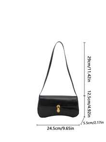 Women's Handbag Shoulder Bag Solid Color With Gold Buckle Vintage Classic Style Suitable For Daily, Party, Commute (Gift Bag Not Included) - Black - View 7