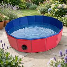 1pc Foldable Portable Pet Bathtub, Suitable For Different Sizes Of Dogs For Bathing And Water Play, Pet Water Basin, Blue And Red - Multicolor - View 4