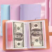 1pc 2026 New PU Money Saving Book, A6 Large Capacity Cash Storage Album Holds 100 Bills, Organizer For Banknotes, Photos, Stamps & Cards, Includes 50 Sleeves, Ideal Holiday Gift,Random Color And Style - Multicolor - View 5