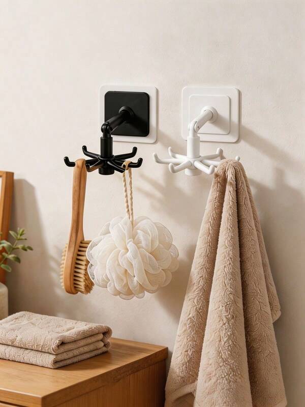 1/3 pezzi Ganci da parete minimalisti a 6 artigli con supporto adesivo, ganci rotanti multifunzione per cucina e bagno, organizer da parete adesivo senza foratura a 360°
