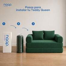 Sofá Cama Teddy Queen Size Luxe Convertible 2 en 1 100% Espuma Tela Luxe Perssimon 150x100x65 cm Sofá / 200x150x20 cm (Cama - Caqui - Ver 5