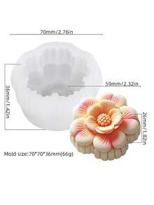 DIY手工矽膠花朵模具套裝 5件組，適用於手工皂、石膏與蠟燭製作，包含玫瑰、蓮花、扶桑花與牡丹花設計 - 繁花模具 - 查看 9