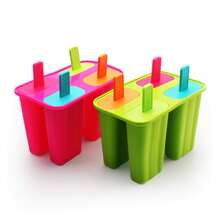 Juego minimalista de moldes de silicona para hielo: moldes de silicona con asas, ideales para baños y cocinas modernas, fáciles de desmoldar y perfectos para hacer helado casero. - Rosa + Verde - Ver 8