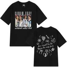 100% Cotton Y2K Loose Short Sleeve Tee Unisex New Summer Collection 2026:  Gray Wishbone World Tour Print T-Shirt For Men And Women, Fashionable - Black - View 1