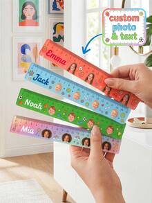 Custom Photo Name Acrylic Ruler, 20cm Cartoon Sport Kids Straight Ruler, Gradient Color School Stationery, Clear Precise Scale, Back To School Supplies For Boys Girls, Personalized Custom Gift For Daily Classroom Study - Multicolor - View 2