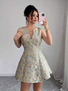 yonghongmaoyi1  Vestido corto de mujer para primavera/verano, exquisito y elegante, para ir al trabajo, banquetes, fiestas y calle, estilo fra - Verde - Ver 8