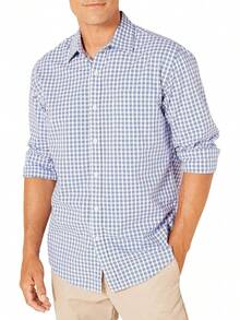 Essentials para hombre ajuste Regular manga larga camisa de cuadros - Blanco - Ver 32