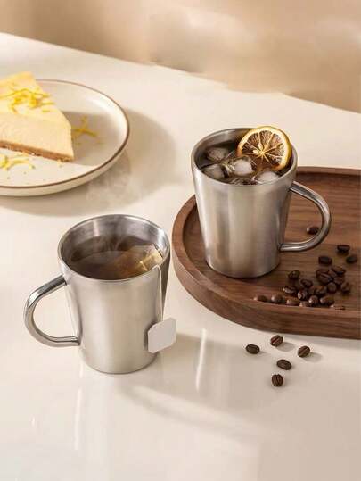 Antibacterial 304 Stainless Steel Double Wall Insulated Mug, 300ml Beer & Coffee Cup, 1pc