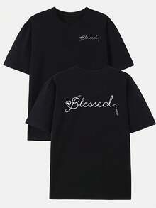 Camiseta de hombre Fu You con estampado a doble cara - Camiseta casual de manga corta y cuello redondo para verano, con los lemas Fu You en la parte delantera y trasera, corte regular pa - Negro - Ver 1