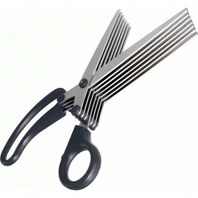 Tijeras trituradoras de 10 hojas multicapa, tijeras de corte de tiras de acero inoxidable de alta resistencia, mango de agarre cómodo, tijeras trituradoras de papel para documentos, recibos & proyectos de manualidades DIY