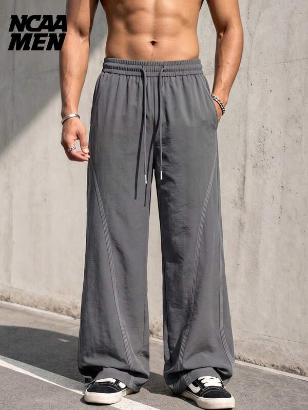 Men's Minimalist Casual Colorblock Everyday Versatile Loose Straight Leg Long Pants