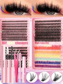 Mixed Lash DIY False Eyelash Set - D-Curl Voluminous, Multiple Styles (Natural/Dramatic/Daily/Cosplay), Suitable For Beginners, Fluffy & Full, Waterproof, Includes Large Capacity Lash Guide Book - 彩色 - 查看 10