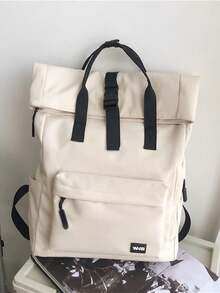 Women's Functional Single-Color Backpack, Suitable For Work And Travel, Minimalist Everyday Functional Backpack For Women, Minimalist Black Sports Backpack For - Apricot - View 1