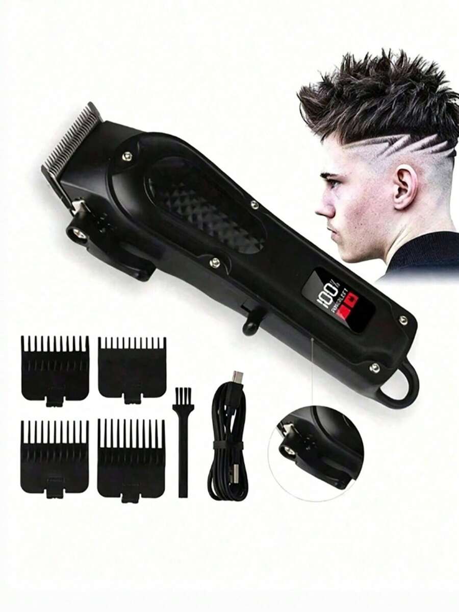 AXH USB aufladbarer Haarschneider und Bartschneider, kabelloser Entwurf, ideales Geschenk für Männer - Schwarz - Übersicht 1