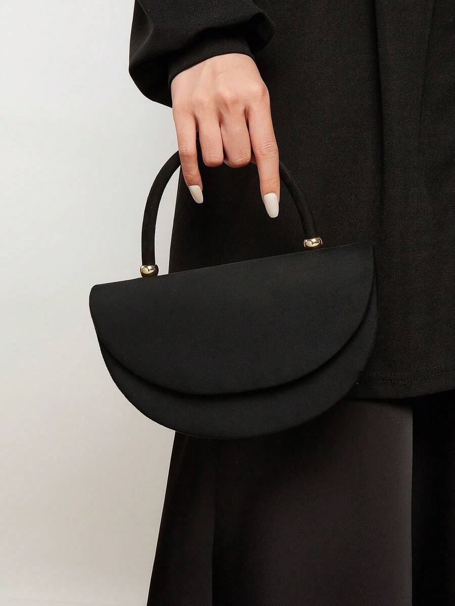 Elegant Patent Leather Women's Handbag, Minimalist Clutch Bag With Chain, Lightweight Luxury Handbag For Parties/Evenings, Perfect Birthday Gift For A Girlfriend, Suitable For Parties - 黑與白 - 查看 1