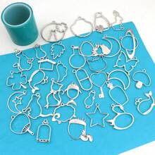 13PCS/Set, 37PCS/Set Random Mixed Color & Style Animal/Abstract Metal Hollow Frame, Gold/Silver Plated Mixed Color DIY Crystal Resin Bezel Pendant, UV Resin Mold, Handmade Beaded Earring Necklace Charm Accessory - A4205 - View 4