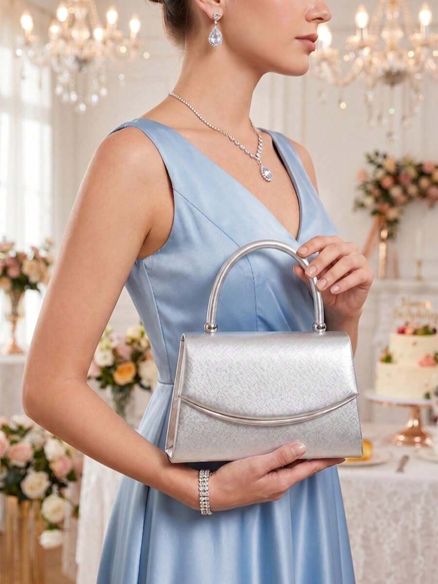 1 Piece White PU Material Flap Clutch Bag With Luxury Metal Decoration, Showing Fashion And Elegance, Suitable For Holding, Carrying, Wearing On The Shoulder Or Crossbody, P - 綠色 - 查看 1