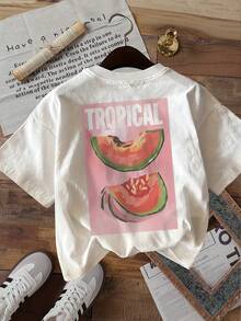 Camiseta de verano estampada de manga corta para mujer, top para mujer, tejido de algodón puro, corte regular.blusas para mujer playeras de mujer blusas casuales para dama conjuntos de mujer - Blanco - Ver 3