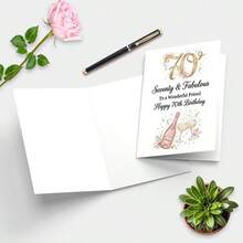 1PC-70th Birthday Greeting Card With Envelope - Champagne Theme Greeting Card Specially Designed For Women, Perfect For Friends, Sisters Or Mothers, Great Gift For Party Celebration - A - View 5