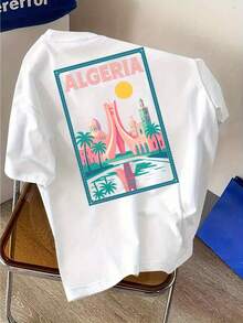 Colorful Print ALGERIA Pattern Unlocks Men'S White T-Shirt with  Codes, Breathable Summer Casual Tee for Men, Regular Round Neck Short Sleeves f - Weiss - Übersicht 3