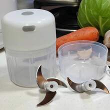 電動大蒜切碎機，便攜式迷你大蒜切碎機與研磨機，USB充電式大蒜壓榨器，緊湊廚房小工具，實用且易於清潔的設計 - 白色 - 查看 15