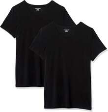 Camiseta de manga corta con cuello redondo de corte clásico  Essentials para mujer - Blanco/Negro - Ver 25