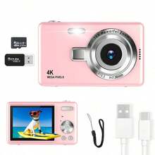 Cámara de video digital de bolsillo con zoom 16X, detección facial, enfoque automático, 4K, pantalla de 2.4" y recargable de 50MP - Ver 16