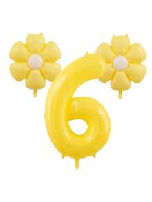 3pcs Giant 40 Inch Lemon Yellow Number 0-9 Balloon Set, Includes 18 Inch Fresh Daisy Balloons, Suitable For Birthday, New Year, Anniversary, Anniversary Party Decoration, 40 Inch Large Number Birthday Balloons - Number - View 8