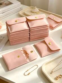 1/5/10pcs Faux Leather Jewelry Bags With Snap Closure - Luxury Gift Bags, Jewelry Packaging Bags, Jewelry Gift Bags, Wedding Birthday Return Gift Candy Bags, Suitable For Earrings, Necklaces, Bracelets And Rings Storage - Color - View 1