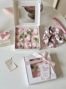 4/9/16pcs Rose Tea Candle Set, Handmade Pink & White Decorative Candles, Aesthetic Gift Box, Suitable For Room Decor, Birthday, Wedding, Valentine's Day & Party Decoration - Multicolor - View 14