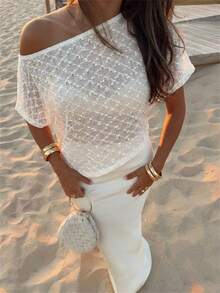 Women's Casual Solid Color Asymmetrical Top, Summer, Summer Top - Apricot - View 1