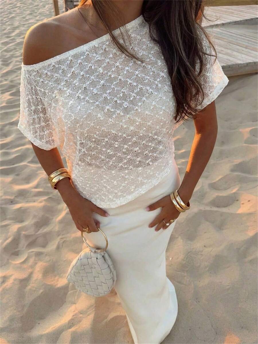 Women's Casual Solid Color Asymmetrical Top, Summer, Summer Top - Apricot - View 1