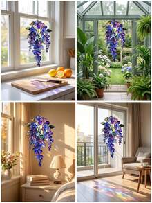 1/2 Stücke Hängender Sonnenfänger mit Glyzinienblüten, geeignet für Innenfenster, Balkon, Garten, Terrasse und Wohnzimmer, perfekt als Einweihungsgeschenk, Frühlingsgartenparty, Geburtstagsgeschenk, Hausrenovierung, Gartenhochzeit und andere Anlässe mit Blumenmotiv - Verschiedenfarbig - Übersicht 6