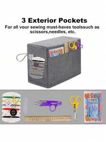 1pc Sewing Machine Dust Cover, Protective Fabric With Convenient Side Pocket And Sturdy Handle, Fits Most Standard Machines And Accessories, Storage Bag, Organization - Multicolor - View 5