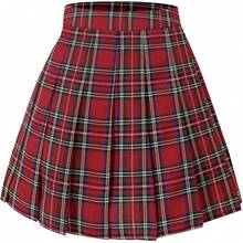 Hoerev - Falda Corta Plisada de Cintura Alta para Mujer y niña - Cintura elástica gris - Ver 24