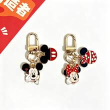 1/2pcs Disney New Cute Heart-Shaped Mickey Minnie Mouse Couple Keychain, Unisex Exquisite Metal Bag Charm Key Chain - Multiple Styles - View 1