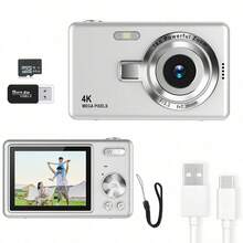 Cámara de video digital de bolsillo con zoom 16X, detección facial, enfoque automático, 4K, pantalla de 2.4" y recargable de 50MP - Ver 21