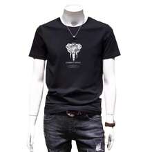 Camiseta de manga corta para hombre de puro algodón, versátil y elegante, de cuello redondo, corte holgado, moderna y versátil. - Blanco - Ver 5